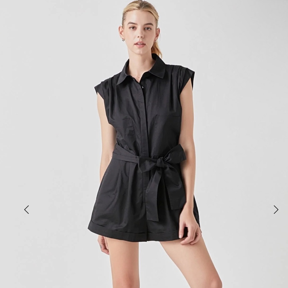 Grey lab black utility romper
